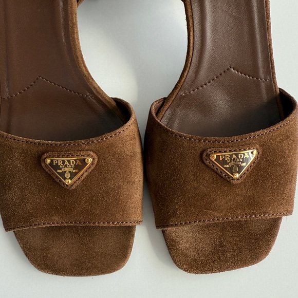 Prada Women's Brown Suede Heeled Sandals size 39.5 - Picture 3 of 8